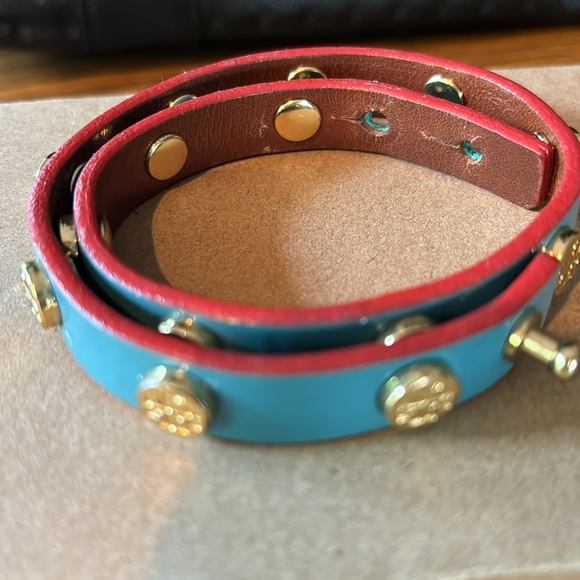 Tory Burch blue leather double wrap bracelet - Picture 2 of 3